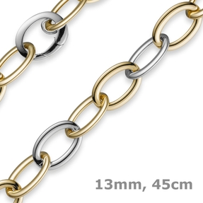13mm Kette Collier Weitanker aus 585 Gold Weißgold & Gelbgold 45cm Goldkette