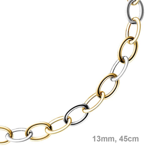 13mm Weitanker Kette 585 Gold bicolor 45cm