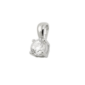 Anhänger Halsschmuck mit 5mm weißem Zirkonia, Solitär, rund, 925 Silber
