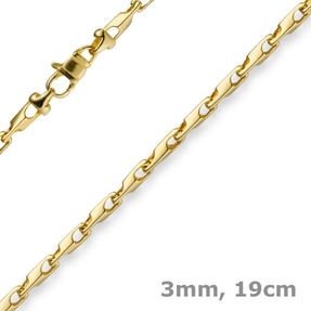 3mm Armband Armkette Alainkette 585 Gold Gelbgold 19cm Unisex Goldarmband 3mm Armband Armkette Alainkette 585 Gold Gelbgold 19cm Unisex Goldarmband