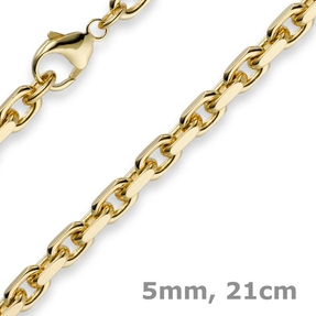 5mm Armband Armkette Ankerkette aus 585 Gold Gelbgold 21cm Herren Goldarmband