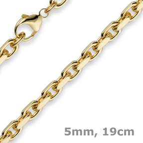 5mm Armband Armkette Ankerkette aus 585 Gold Gelbgold 19cm Herren Goldarmband