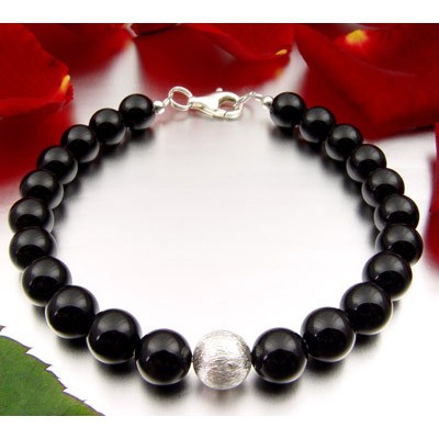Armband aus Onyx und 925 Silber