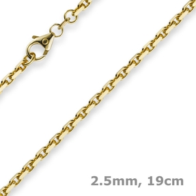 2,5mm Armband Armkette Ankerkette aus 585 Gold Gelbgold 19cm Unisex 2,5mm Armband Armkette Ankerkette aus 585 Gold Gelbgold 19cm Unisex