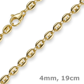 4mm Armband Armkette Bohnenkette Schiffsankerkette 585 Gold Gelbgold 19cm Unisex 4mm Armband Armkette Bohnenkette Schiffsankerkette 585 Gold Gelbgold 19cm Unisex