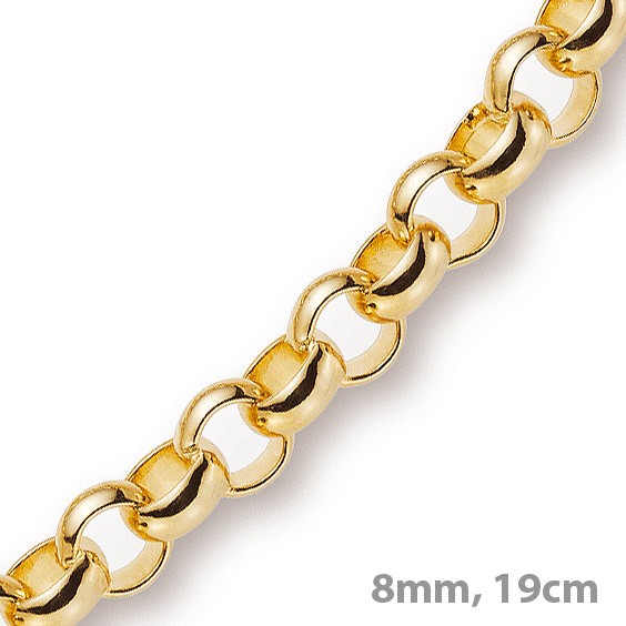 8mm Armband Erbskette 585 Gelbgold 19cm