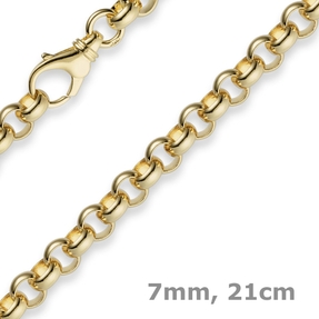 7mm Armband Armkette Erbskette aus 585 Gold Gelbgold 21cm Unisex Goldarmband