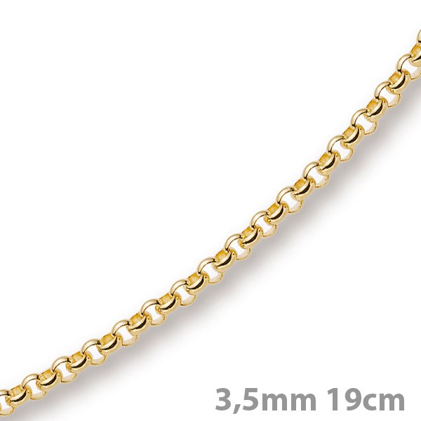 3,5mm Armband Erbskette 585 Gelbgold 19cm