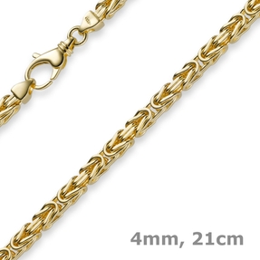 4mm Armband Armkette Königskette aus 585 Gold Gelbgold 21cm Herren