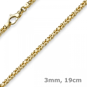 3mm Armband Armkette Königskette aus 585 Gold Gelbgold 19cm Unisex