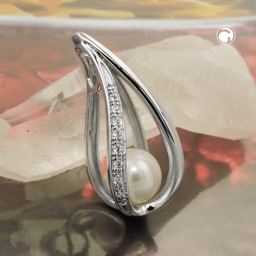 Anhänger 8mm Zuchtperle elegante Form 925 Silber
