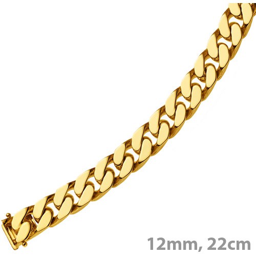 12mm Panzerarmband 585 Gelbgold 22cm