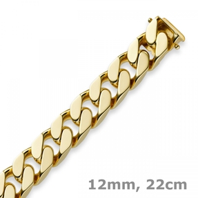 12mm Armband Armkette Panzerarmband 585 Gold Gelbgold massiv 22cm Herren 12mm Armband Armkette Panzerarmband 585 Gold Gelbgold massiv 22cm Herren