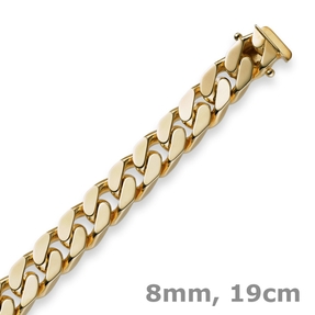 8mm Armband Armkette Panzerarmband 585 Gold Gelbgold 19cm Unisex Goldarmband