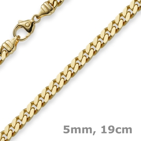 5mm Panzerarmband Armband Armkette 585 Gold Gelbgold 19cm Unisex Goldarmband