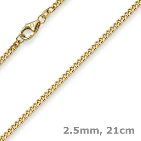 2,5mm Panzerarmband Armband Armkette 585 Gold Gelbgold 21cm Unisex