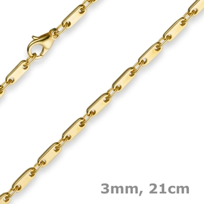 3mm Armband Armkette Plattenkette aus 585 Gold Gelbgold 21cm Unisex