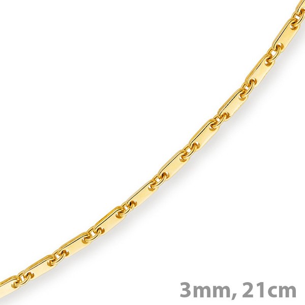 3mm Armband Plattenkette 585 Gold 21cm