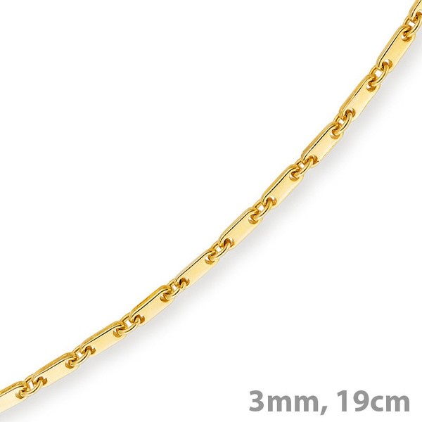 3mm Armband Plattenkette 585 Gold 19cm