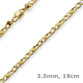 3,5mm Rockwell Armband Armkette 585 Gold Gelbgold 19cm mattiert Goldarmband 3,5mm Rockwell Armband Armkette 585 Gold Gelbgold 19cm mattiert Goldarmband