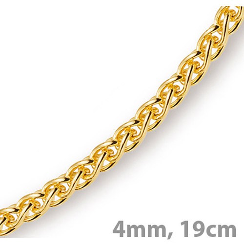 4mm Armband Zopfkette 585 Gold 19cm