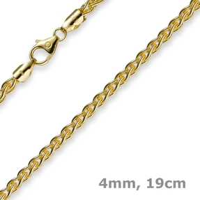 4mm Armband Armkette Zopfkette aus 585 Gold Gelbgold 19cm Unisex Goldarmband
