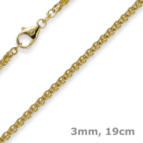 3mm Armband Armkette Zopfkette aus 585 Gold Gelbgold 19cm Unisex Goldarmband 3mm Armband Armkette Zopfkette aus 585 Gold Gelbgold 19cm Unisex Goldarmband