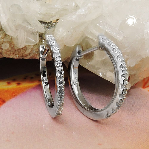 Creolen 17x2mm Zirkonia rundum glänzend 925 Silber