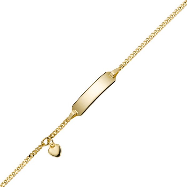 Identbändchen mit Herz 585 Gelbgold 14cm