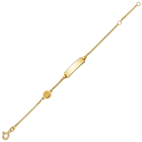 Identbändchen Armband Armkette mit Engel 585 Gelbgold 14cm Kinder Goldarmband