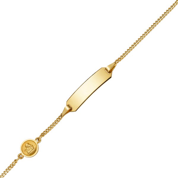 Identbändchen mit Engel 585 Gelbgold 14cm