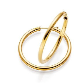 Paar Creolen 36x3mm rund 585 Gold Gelbgold, Ohrringe Ohrschmuck glänzend Damen Paar Creolen 36x3mm rund 585 Gold Gelbgold, Ohrringe Ohrschmuck glänzend Damen