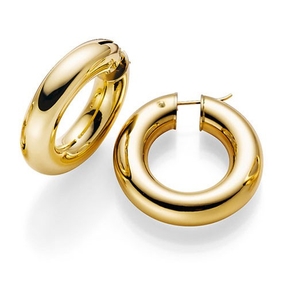 Creole Creolen 35x8mm Ohrringe Ohrschmuck 585 Gold Gelbgold glatt rund Goldohrringe