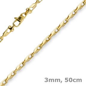 3mm Kette Collier Alainkette aus 585 Gold Gelbgold 50cm Unisex Goldkette