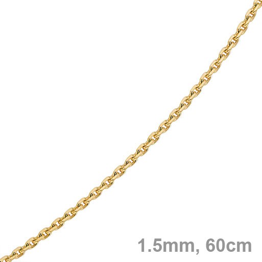 1,5mm Ankerkette aus 585 Gelbgold 60cm