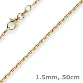 1,5mm Kette Collier Ankerkette Halskette 585 Gold Gelbgold 50cm Unisex