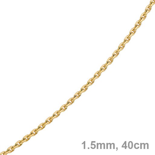 1,5mm Ankerkette aus 585 Gelbgold 40cm