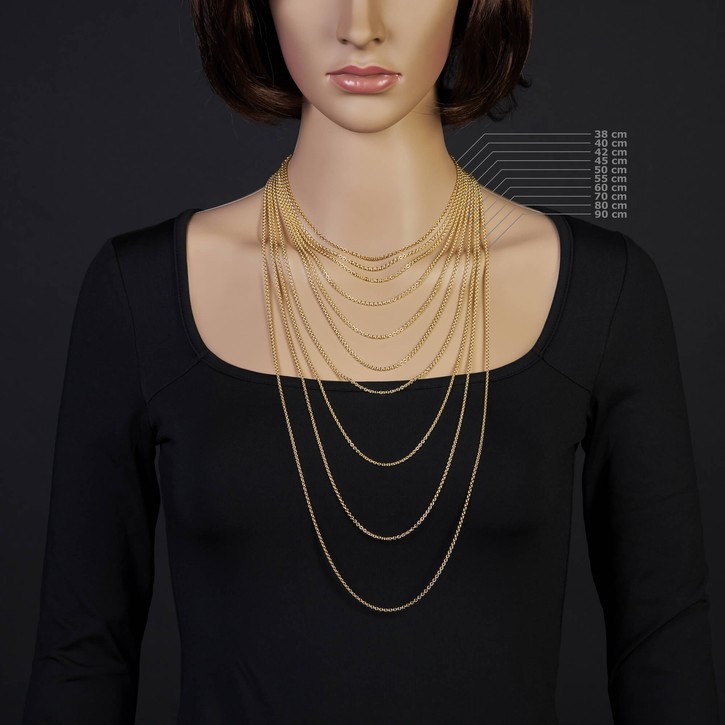 2,3mm Rundankerkette aus 585 Gelbgold 55cm
