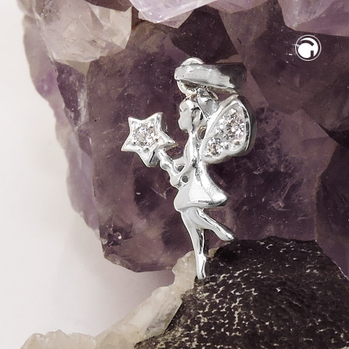 Anhänger Elfe mit Zauberstab Zirkonia 925 Silber