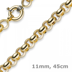 11mm Kette Collier Erbskette aus 585 Gold Gelbgold 45cm, Goldkette