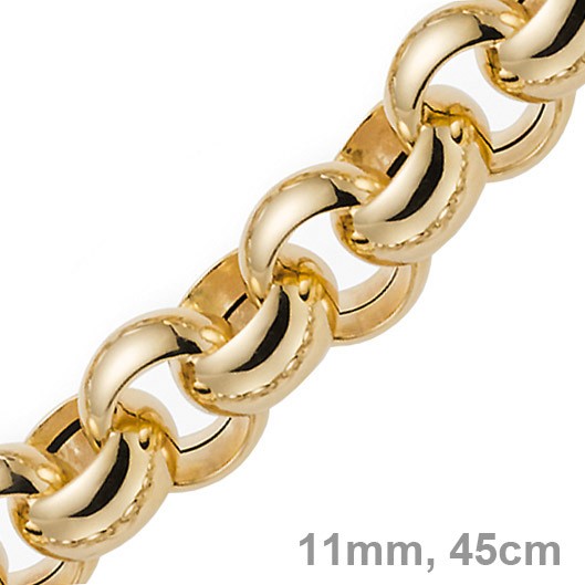 11mm Erbskette 585 Gelbgold 45cm