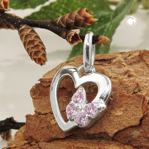 Anhänger Herz Schmetterling Zirkonia 925 Silber