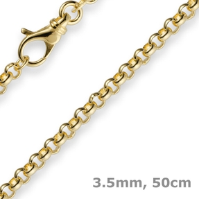 3,5mm Kette Collier Erbskette aus 585 Gold Gelbgold 50cm Unisex Goldkette