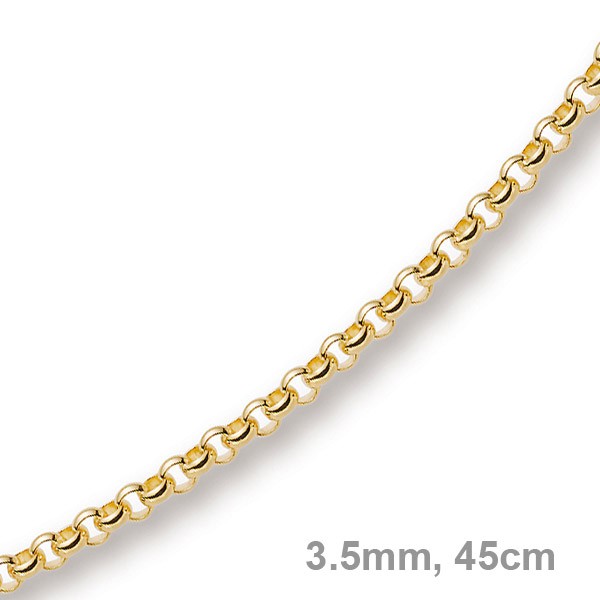 3,5mm Erbskette 585 Gelbgold 45cm