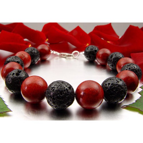 Armband Schaumkoralle und Lava