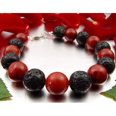 Armband Schaumkoralle und Lava
