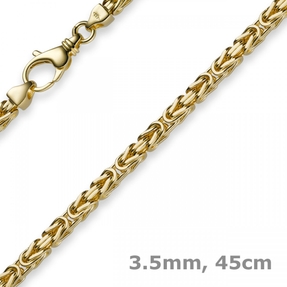 3,5mm Kette Halskette Königskette aus 585 Gold Gelbgold 45cm, Goldkette