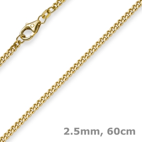 2,5mm Panzerkette Kette Collier aus 585 Gold Gelbgold Goldkette 60cm Unisex