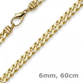 6mm Panzerkette Kette Collier aus 585 Gold Gelbgold Goldkette 60cm Herren