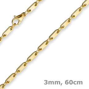 3mm Kette Collier Plattenkette aus 585 Gold Gelbgold 60cm Unisex Goldkette